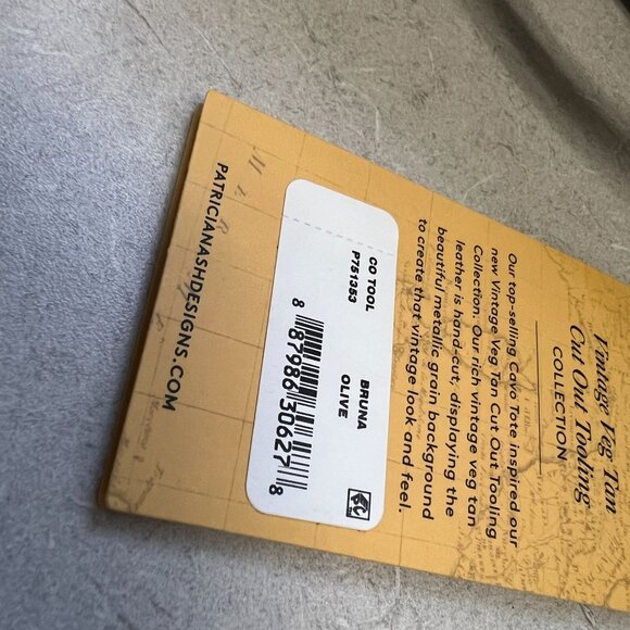 Patricia Nash Bruna Tooled Satchel Bag Purse Olive Green Gold CutOut NWT A1 - Picture 7 of 12